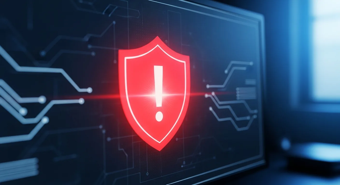 Icône d'avertissement rouge sur écran indiquant le danger des codes IPTV gratuits