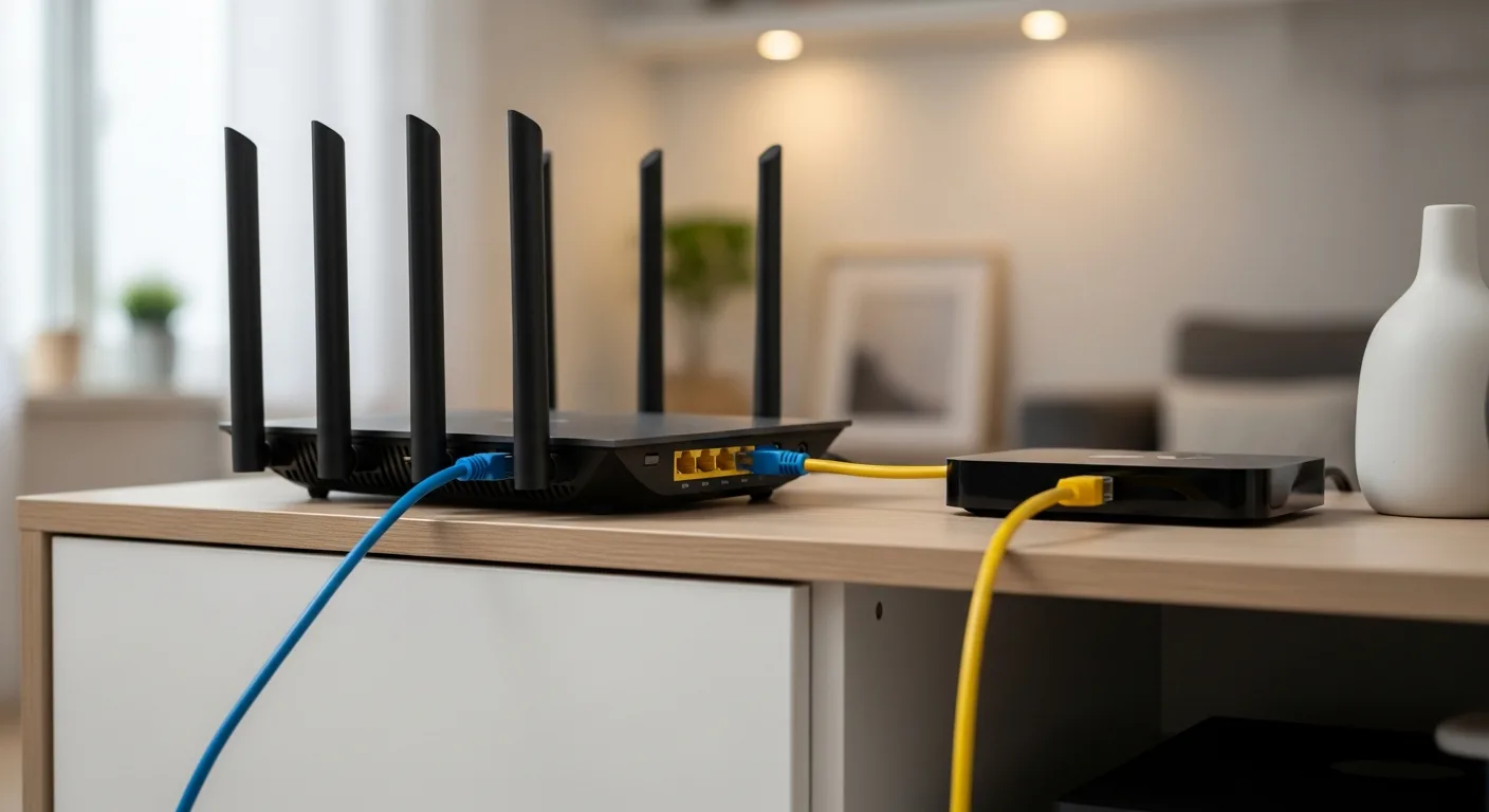 Routeur Bbox Bouygues avec un appareil de streaming connecté pour regarder l'IPTV