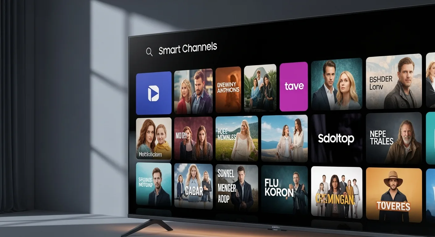 Samsung Smart TV affichant une interface de chaînes IPTV en streaming