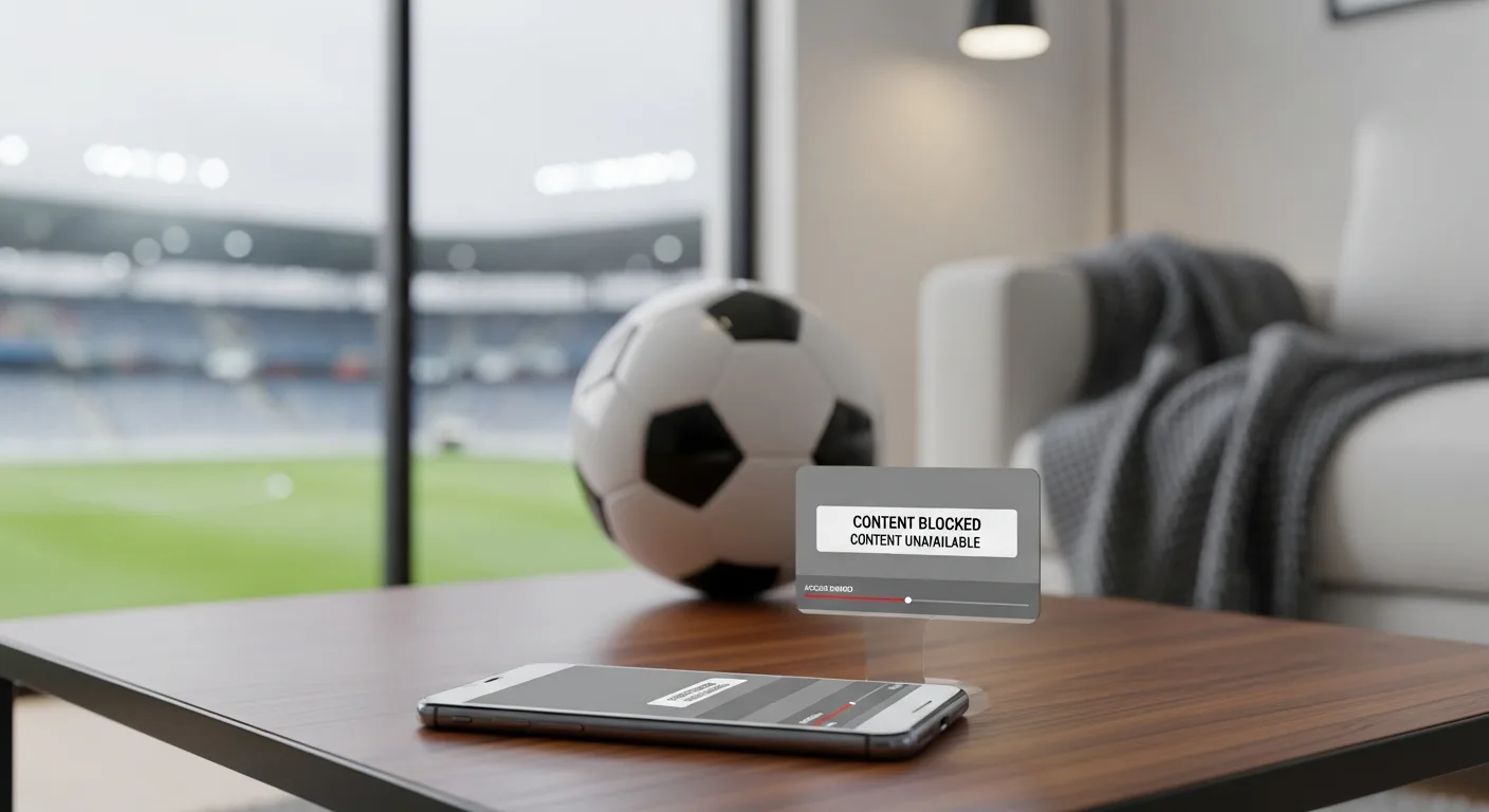 Message d'erreur sur smartphone indiquant que le contenu sport n'est pas disponible