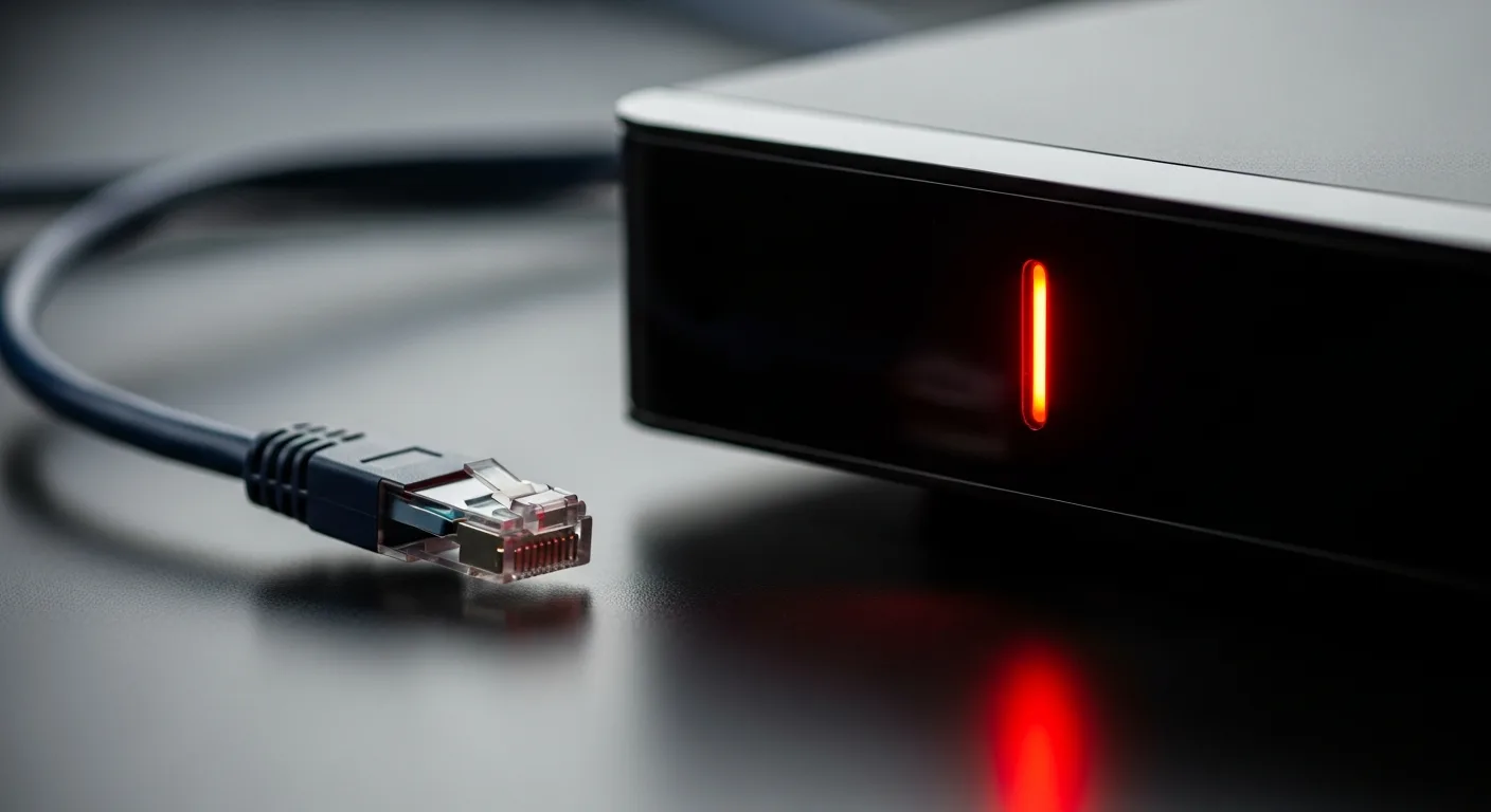 Boîtier IPTV avec voyant LED rouge indiquant une erreur de connexion